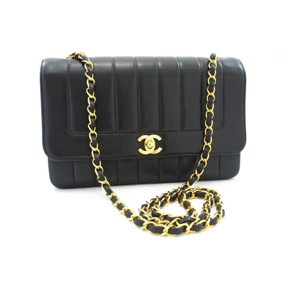 Chanel Mademoiselle Vintage Flap Lambskin Black Leather Shoulder Bag Bag